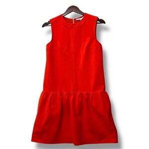 Diane von Furstenberg DVF Maeryn Tailor Red Orange Drop Waist Dress Sz 2 Classic